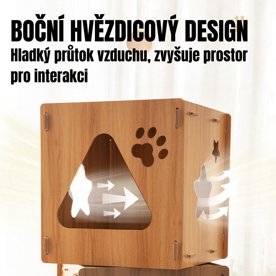 Designový kočičí domeček a škrabadlo - kostka