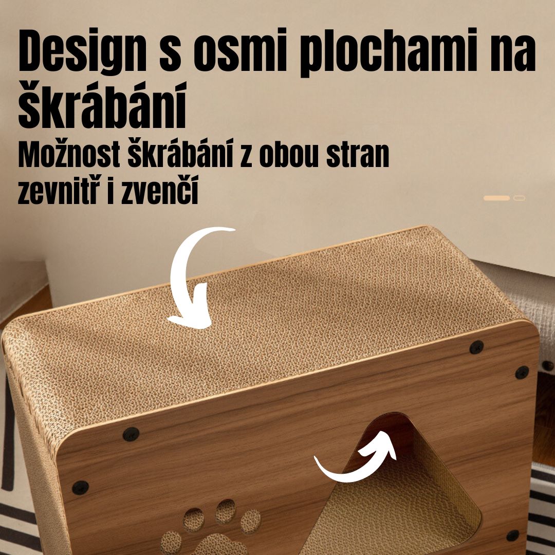 Designový kočičí domeček a škrabadlo